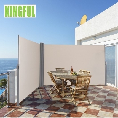 El işlemi ile çift geri çekilebilir Patio Side Screen Awning Polyester malzemesi