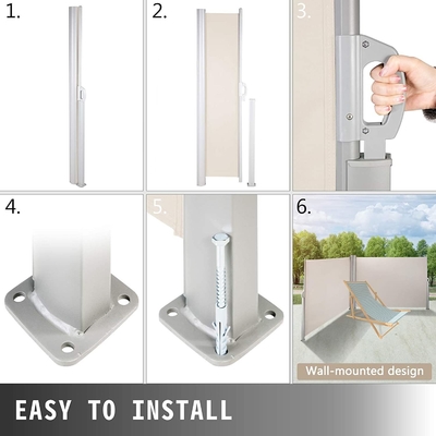 El işlemi ile çift geri çekilebilir Patio Side Screen Awning Polyester malzemesi