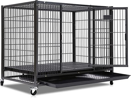 Büyük Köpekler Kalın Siyah Dört Tekerlekli Ağır Metal Köpeği ve Kutu