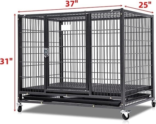 Büyük Köpekler Kalın Siyah Dört Tekerlekli Ağır Metal Köpeği ve Kutu