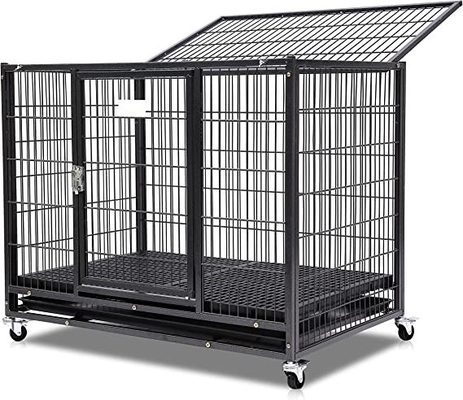 Büyük Köpekler Kalın Siyah Dört Tekerlekli Ağır Metal Köpeği ve Kutu