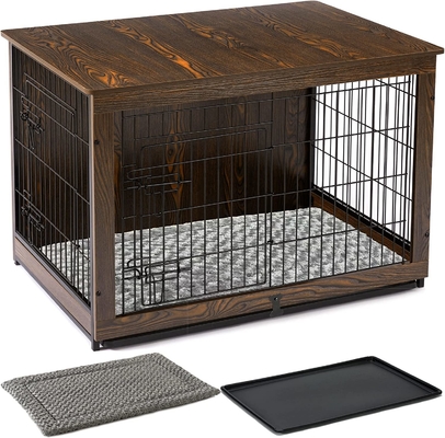 Modern tarzdaki çift kapılı ahşap köpek kasaları 81*55*67cm Ev dekoratif mobilyaları için