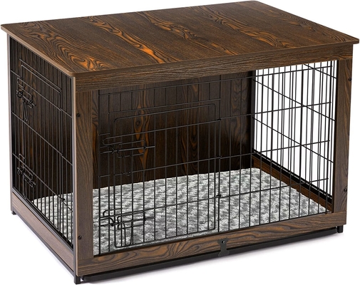 Modern tarzdaki çift kapılı ahşap köpek kasaları 81*55*67cm Ev dekoratif mobilyaları için
