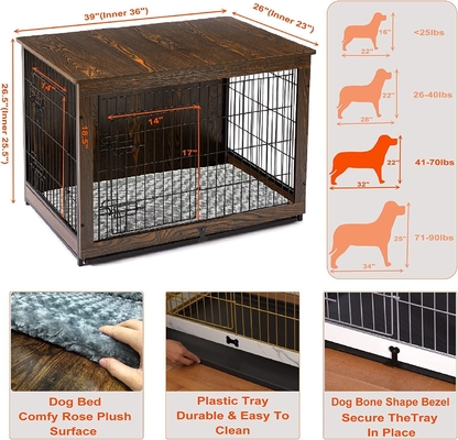 Modern tarzdaki çift kapılı ahşap köpek kasaları 81*55*67cm Ev dekoratif mobilyaları için