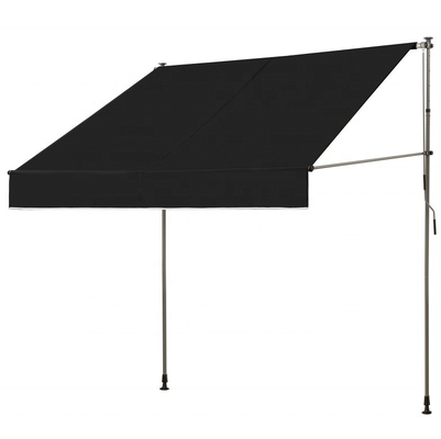 300x130cm Polyester kumaş Dış Balkon Klem Çatısı Gri/Siyah demir çerçeve ile