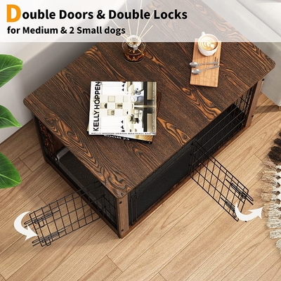Modern tarzdaki çift kapılı ahşap köpek kasaları 81*55*67cm Ev dekoratif mobilyaları için
