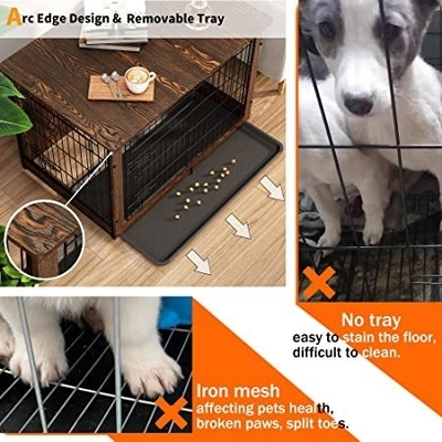 Modern tarzdaki çift kapılı ahşap köpek kasaları 81*55*67cm Ev dekoratif mobilyaları için