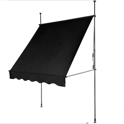 300x130cm Polyester kumaş Dış Balkon Klem Çatısı Gri/Siyah demir çerçeve ile
