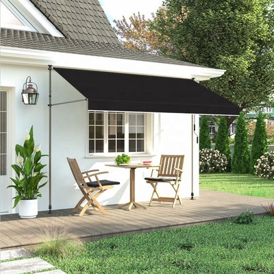 300x130cm Polyester kumaş Dış Balkon Klem Çatısı Gri/Siyah demir çerçeve ile